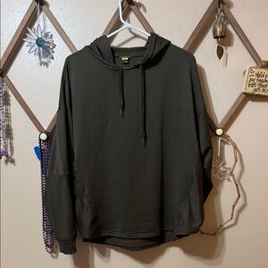 Eddie Bauer Olive Green Striped Hoodie *flaw